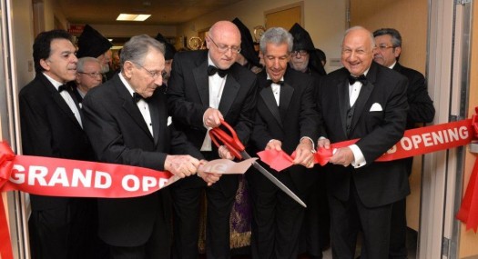 (from left to right) Trustee Ron Nazeley, Past Chairman Armen Hampar, Chairman Joseph Kanimian, Past Chairman Robert Taylor, Past Chairman Nazar H. Ashjian, Jr. and Trustee Berj Shahbazian cut the Avakian Wing Grand Opening ribbon