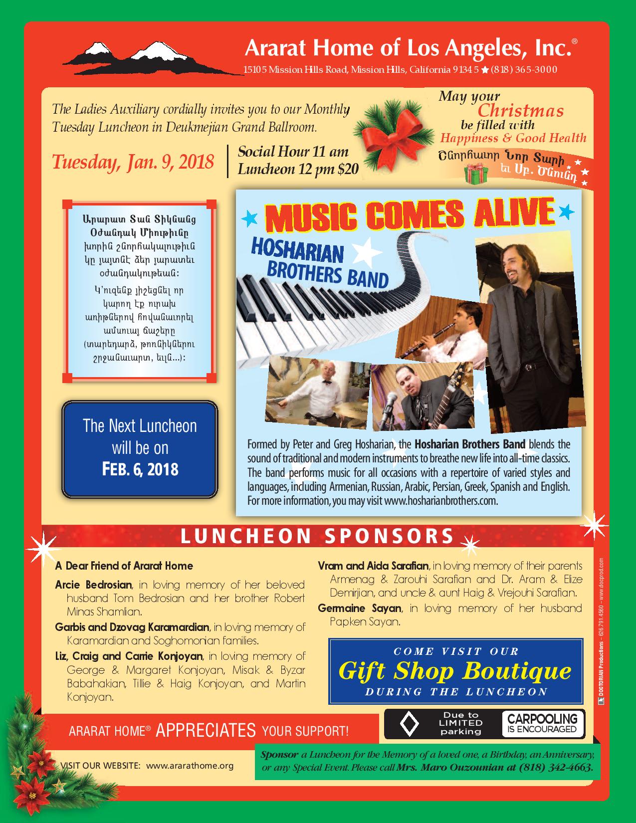 Ararat Home » Monthly Tuesday Luncheon